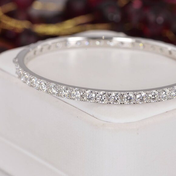Certified Full Iced All Moissanite 13.6 tcw Bangle  7" - Picture 3 of 6